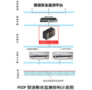 大口徑pccp管道泄漏監(jiān)測系統(tǒng)方案采用分布式光纖傳感技術對PCCP管斷絲檢測，管線泄露檢測，管道應變形變監(jiān)測，具有防開挖功能，另外使用電學式傳感器水聽器、高頻壓力傳感器套件對管線進行水錘漏損、滲漏監(jiān)測，整套pccp管道泄漏監(jiān)測系統(tǒng)可以實現實時在線、全生命周期的管道健康監(jiān)測，實現與物理水利、水網同步仿真運行、虛實交互、迭代優(yōu)化。